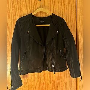 Black Faux Leather Jacket Topshop